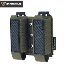 IDOGEAR Tactical Mag Pouch 9mm Double Mag Carrier Carbon Fiber MOLLE Hunting MC