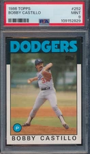 1986 Topps Bobby Castillo #252 Los Angeles Dodgers PSA 9 Mint LOW POP