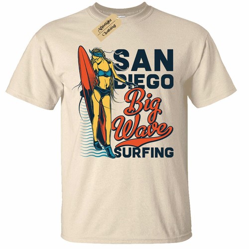 San Diego Big Wave Surfing TShirt Mens surf beach surfers top tee usa holiday eBay