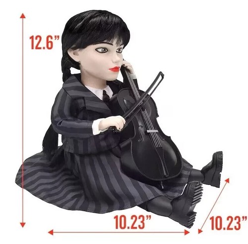 Wednesday Addams 13" Animated Cello Playing Tabletop Decor Motion Sound Activate - Imagen 2 de 5