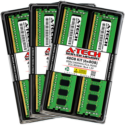 DDR4 2400Mhz ECC Registered 8GB×6(48GB) A-Tech 48GB 6x 8GB 1Rx4 PC4-19200R DDR4 2400 MHz ECC REG RDIMM