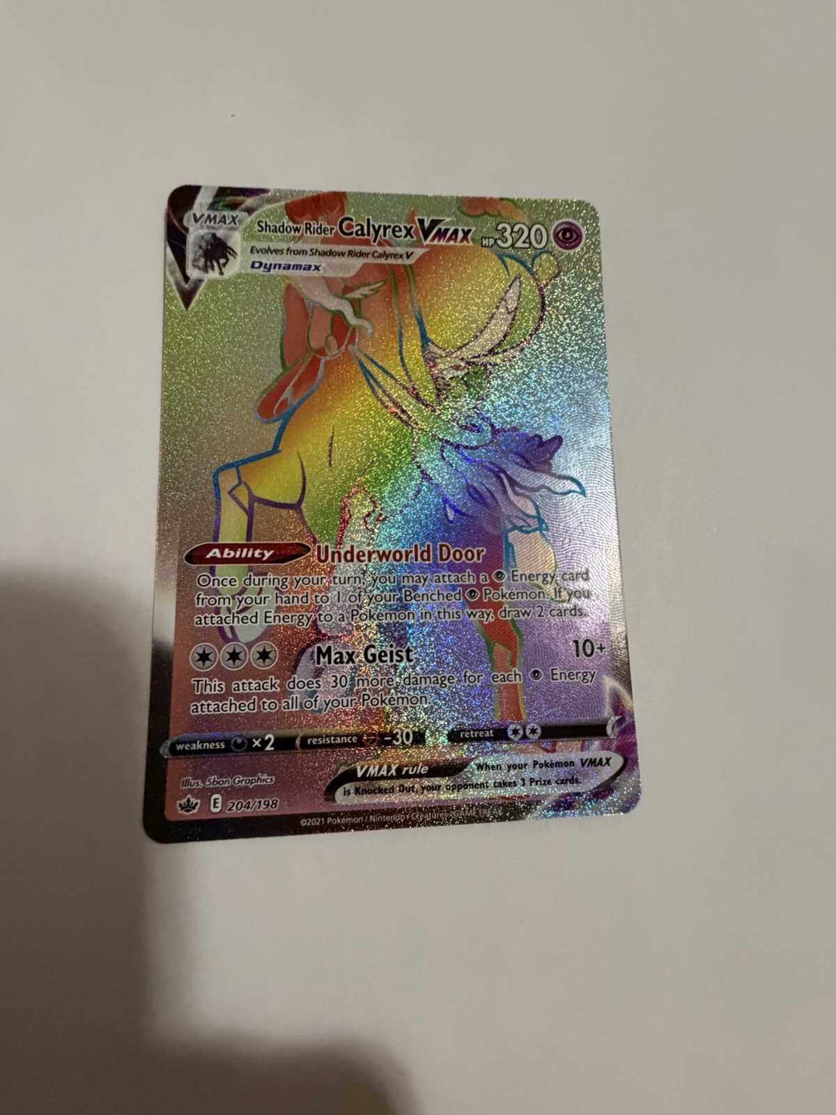 Shadow Rider Calyrex VMAX - 204/198 - Pokemon Chilling Reign Secret Rare Card NM