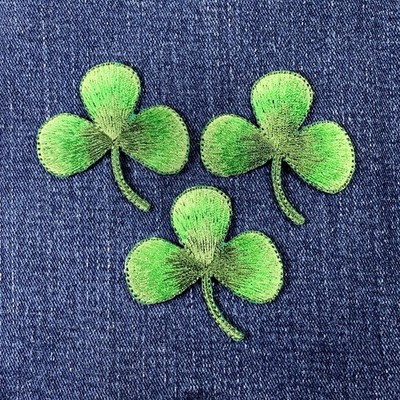 3-Pack Shamrock Applique Patch - Embroidered Clover Good Luck Badge 2'' (Iron On)