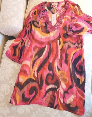 NEW! Calypso St. Barth's Wms Evelina Chiffon Lined Dress Disco Fuschia Sz S $375