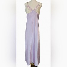 Valerie Stevens Womens Maxi Night Gown Embroidered Floral Front Size Medium