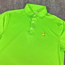 Masters Tech Shirt Men's M Golf Polo Augusta National Solid Green Embroidered