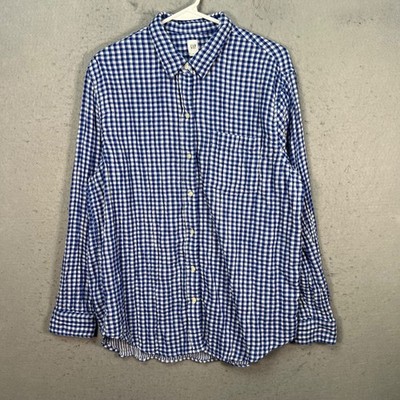 Gap Mens Size XL Blue & White Gingham Button-Down Shirt Cotton Blend