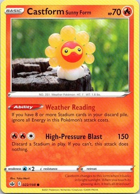 CASTFORM SUNNY FORM 022/198 COMMON CHILLING REIGN POKEMON LP