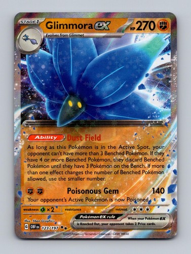Glimmora ex 123/197 Ultra Rare Obsidian Flames Pokemon Holo Lightly Played