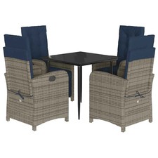 Patio Dining Set with Cushions Outdoor Garden Seating Gray Poly Rattan vidaXL