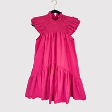 Love The Label Dress Pink Poppy Mini Smocked Flutter A Line Barbiecore Small