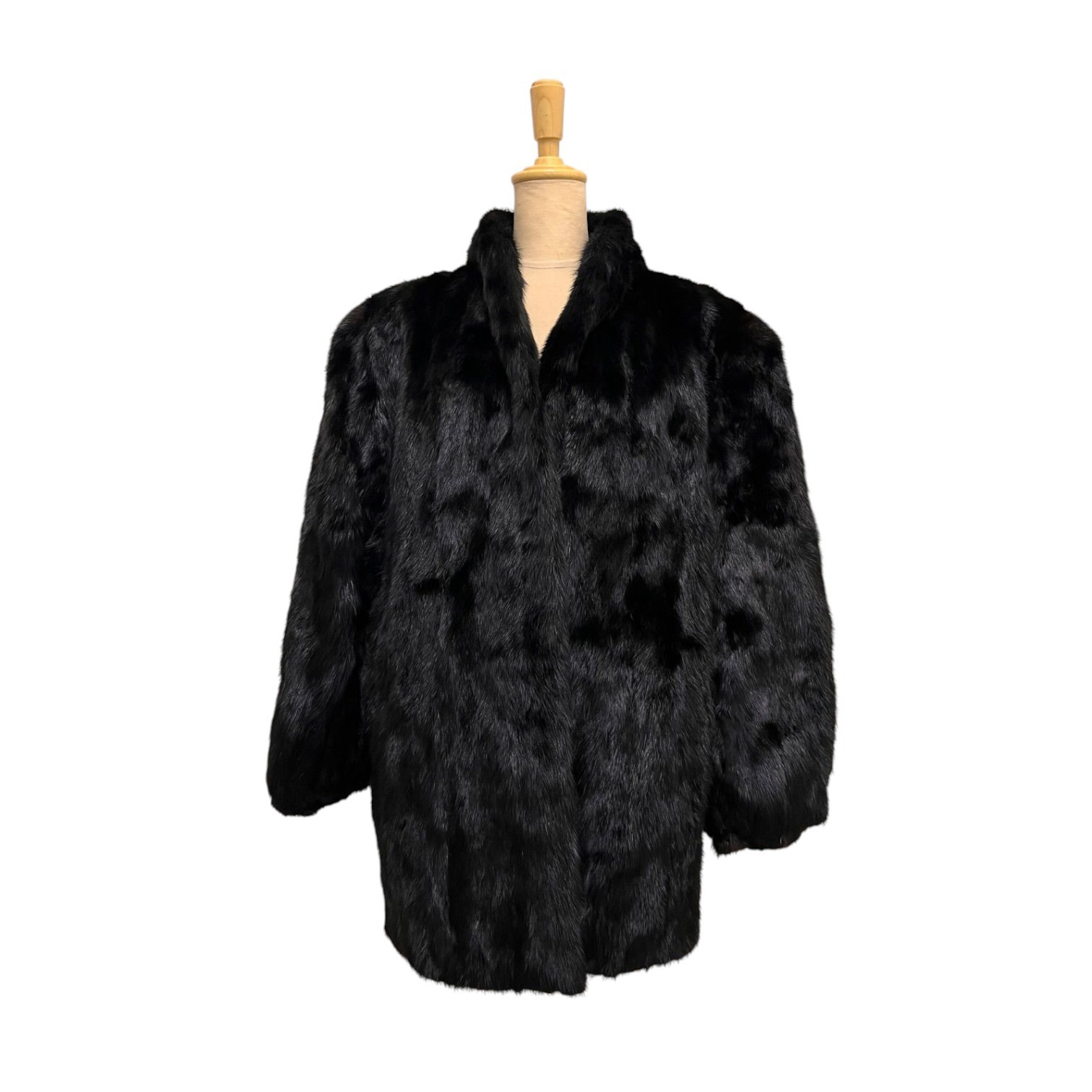 SAGA MINK Black Mink Fur Coat Jacket Luxury Vintage Size M from Japan
