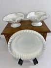 Vtg Early Unmarked Fenton Silver Crest Ruffled Edge Compotes & Large Bowl Lot 3