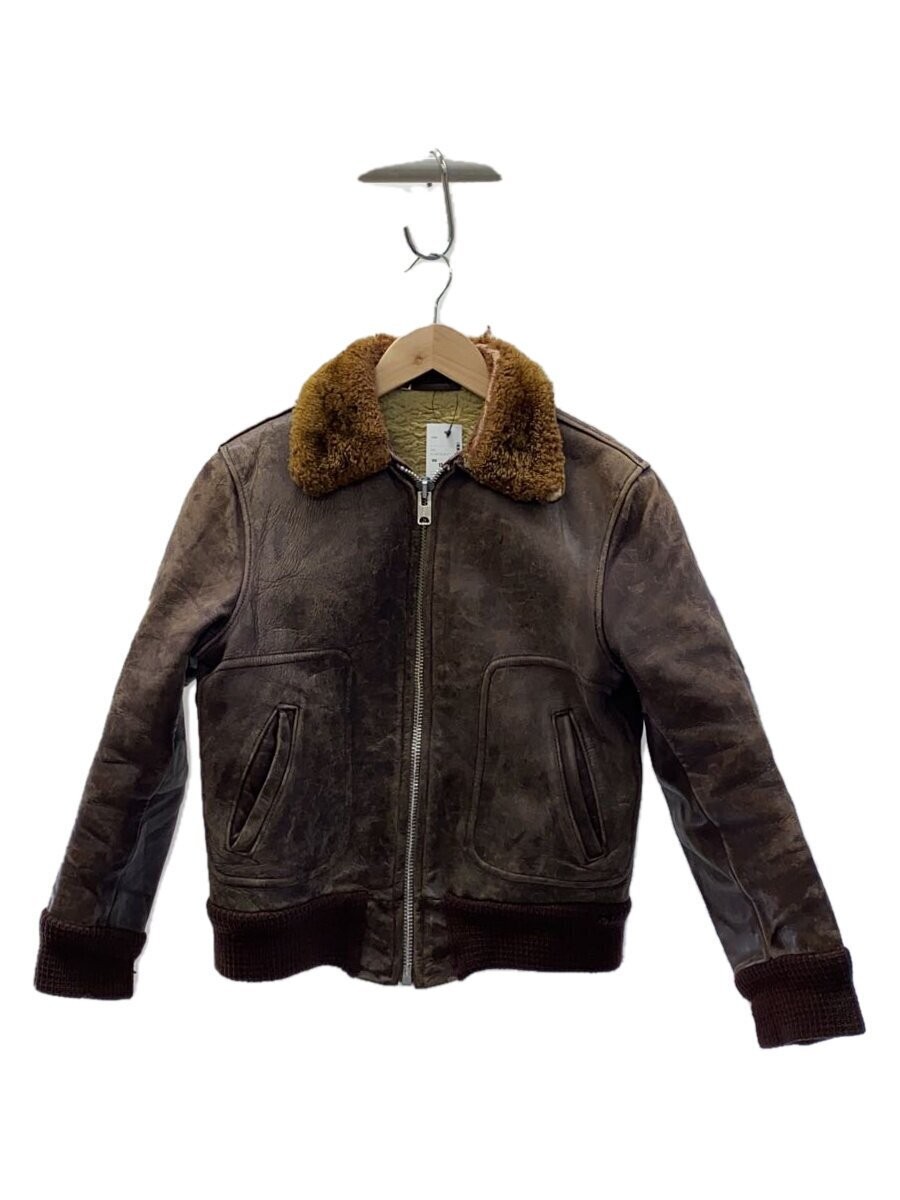 70s Brown Leather Blouson Jacket Boa Style Brw 1296