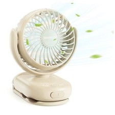 Portable Stroller Fan with Clip  4-Speed Mini-Fan for Carrier  Beige Brown