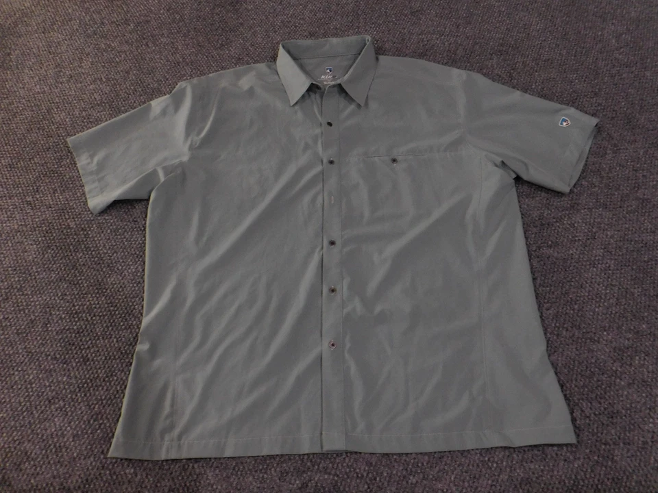 Camisa con botones Kuhl para hombre XXL gris manga corta tufflex elástica senderismo al aire libre Foto 2 de 4