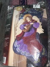 Bucilla ANGEL HEAVENLY SOUNDS Felt Applique Christmas Stocking Kit 85269 New