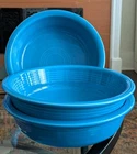 3 Homer Laughlin Fiesta 7" Coupe Soup Bowl Set Peacock Blue HLC Preowned Lot