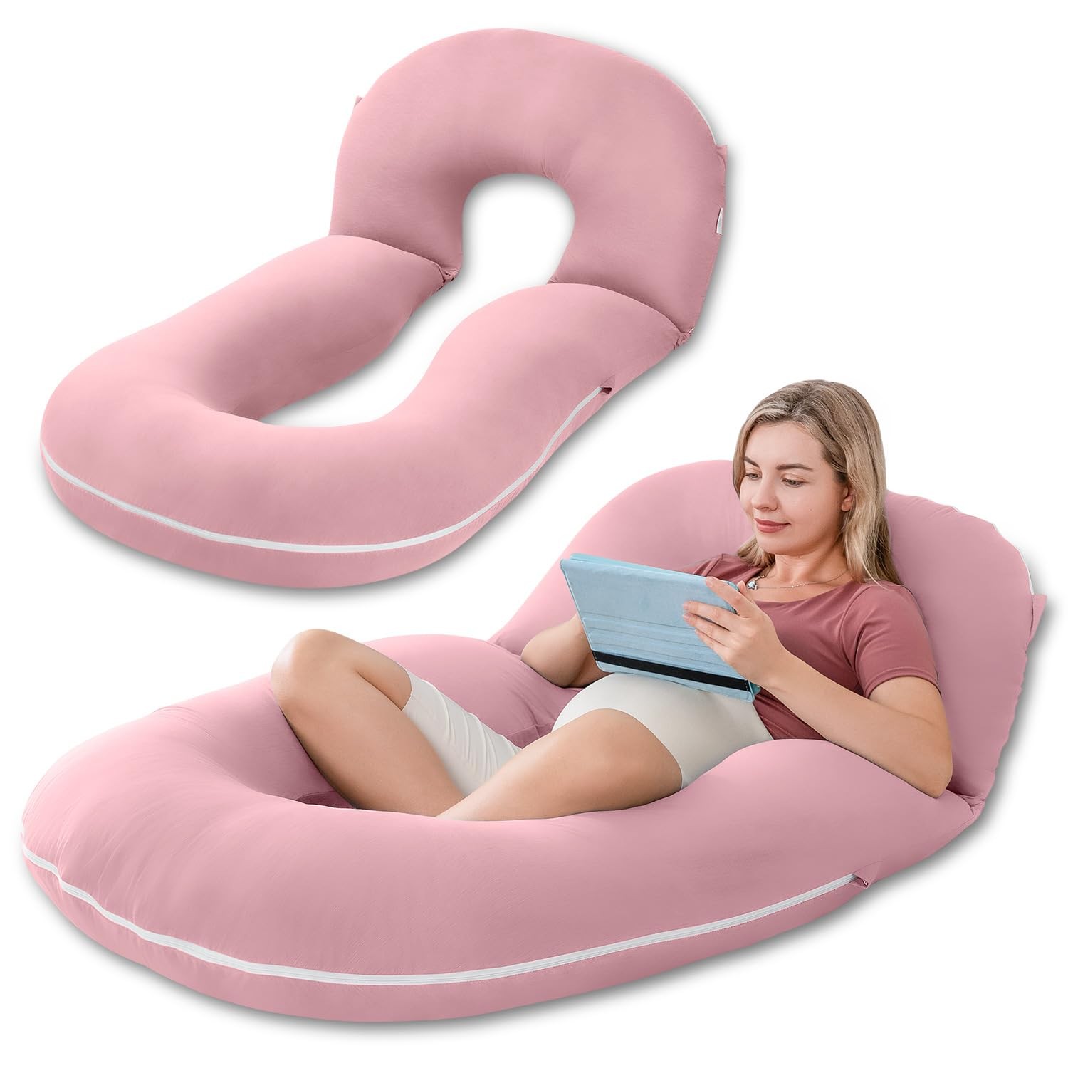 Pregnancy Pillow U-Shaped Multi-Use Maternity Support for Sleeping and Nursing-image