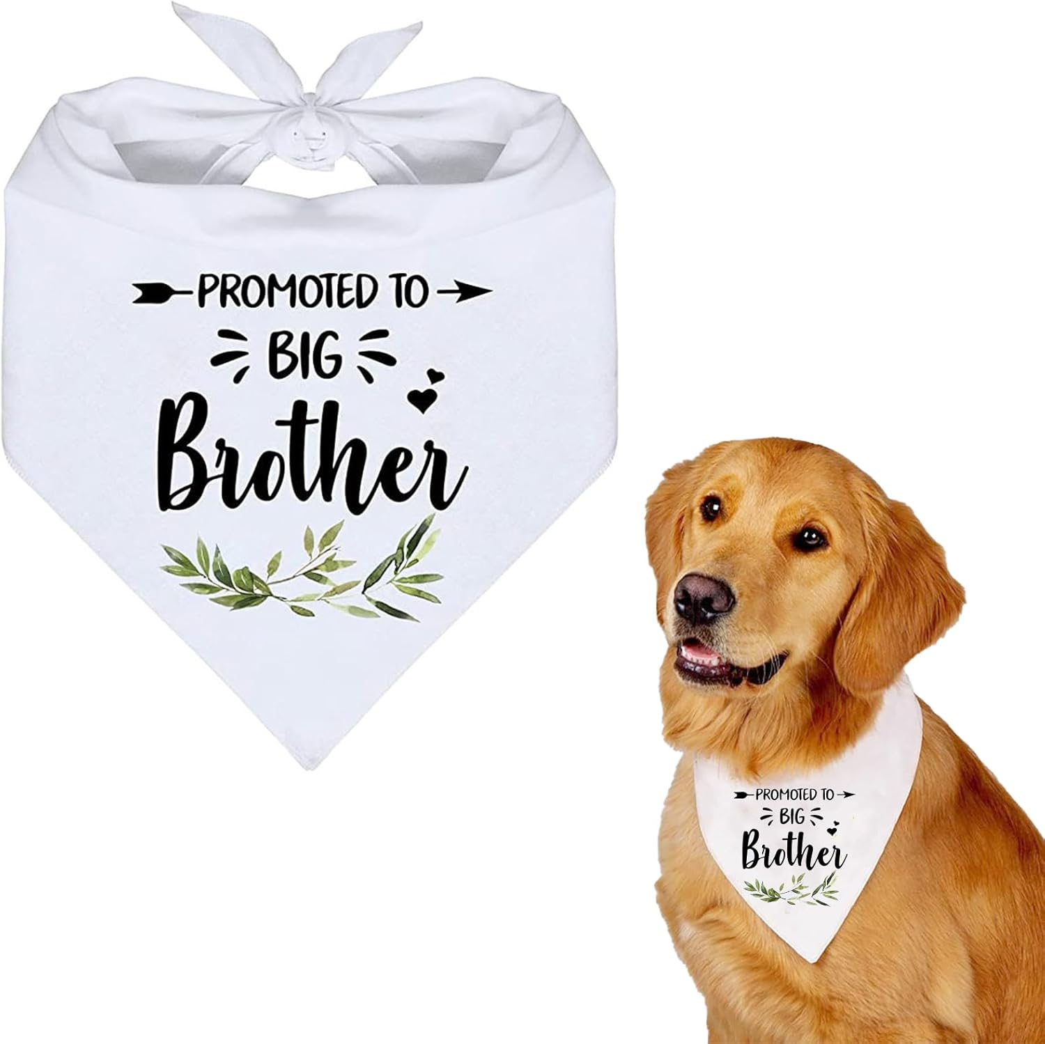 Promoted to Big Brother Dog Bandana, White Pet Scarf Pregnancy Announcement Dog