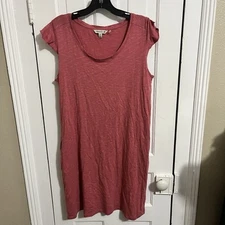 Toad & Co Rufflita Short Sleeve Dress Medium Red Pink B