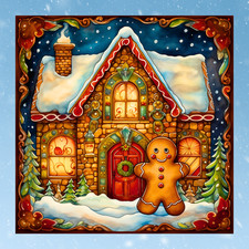 Christmas Gingerbread House Snow Scene WINDOW CLING Size 8" Vinyl