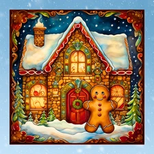 Christmas Gingerbread House Snow Scene WINDOW CLING Size 8" Vinyl