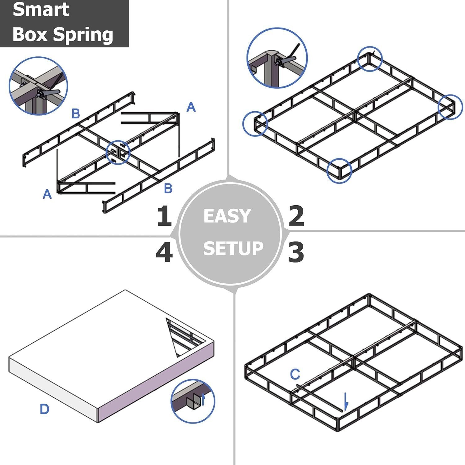 Queen Box Spring 5 Inch Low Profile Heavy Duty Metal Frame Mattress Foundation