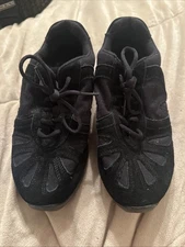 Euc SANSHA SKAZZ Womens 8M  Black Suede Mesh SPLIT SOLE JAZZ DANCE SHOES Sneaker