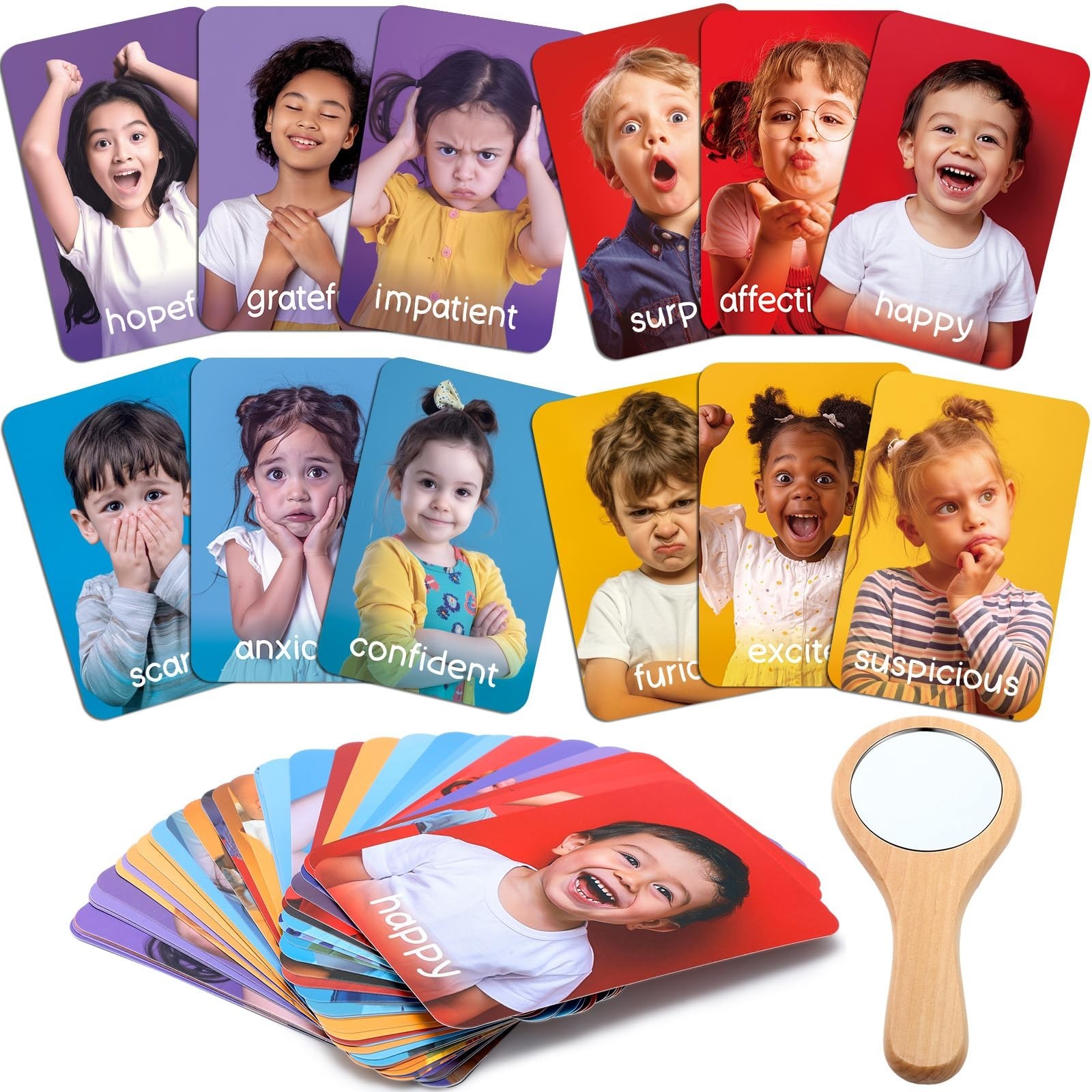 41 Pcs Emotions Flash Cards for Toddlers Feelings Therapy Materials Set Kids ...