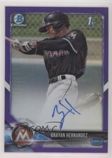 2018 Bowman Chrome Prospect Purple Refractor /250 Brayan Hernandez Auto 2f9