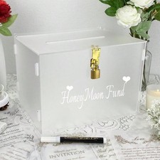 Frosted Acrylic Wedding Card Box With Lock DIY Gift Card Box For Reception