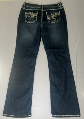 Absolutely Famous Womens Sz 10 Western Jeans Embroidered Bootcut Rhinestones