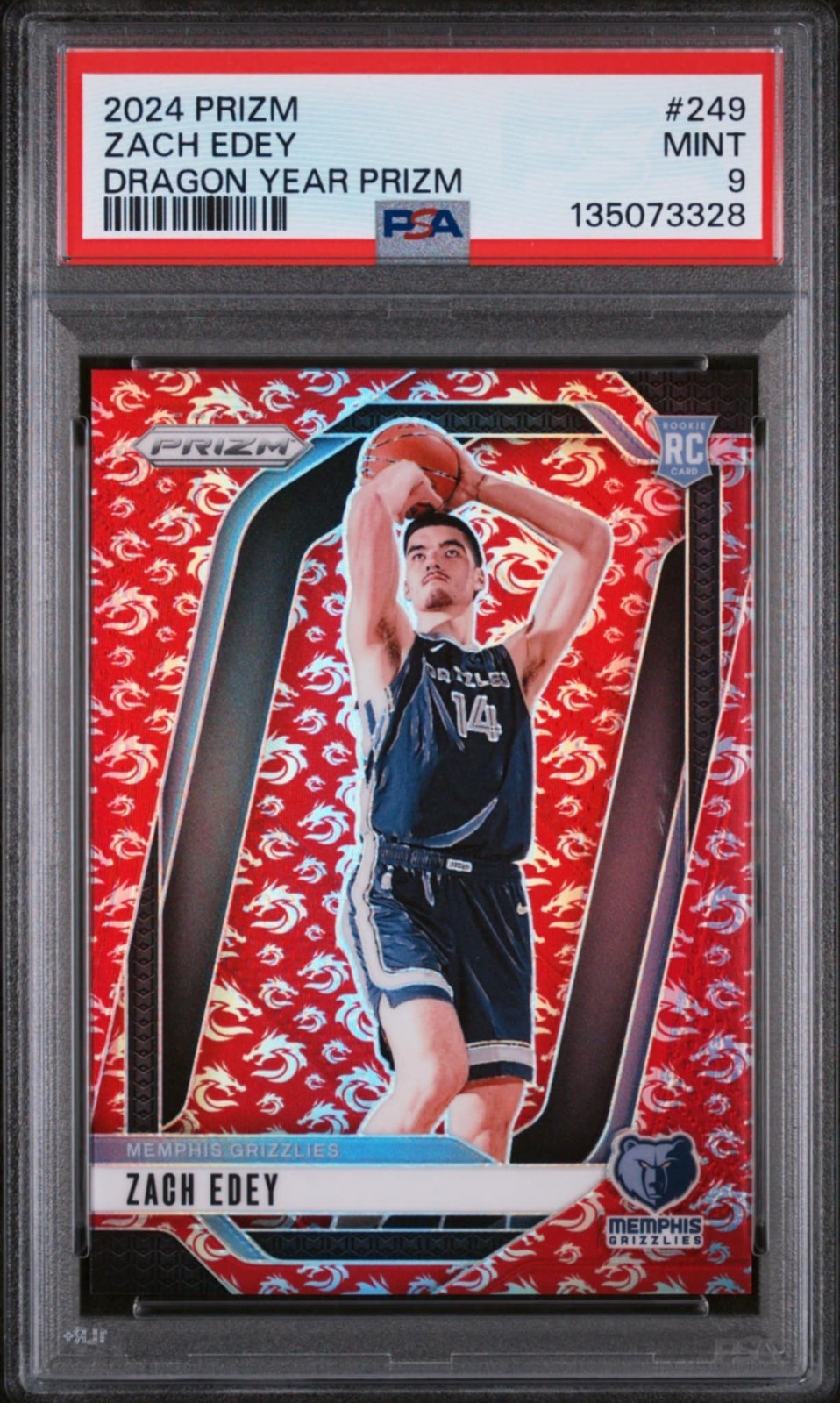 2024-25 Panini Prizm - Zach Edey #249 Dragon Year Prizm /88 (RC)