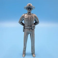 Vintage Pewter State Trooper Highway Patrol Officer Figurine 7" Hands on Hips