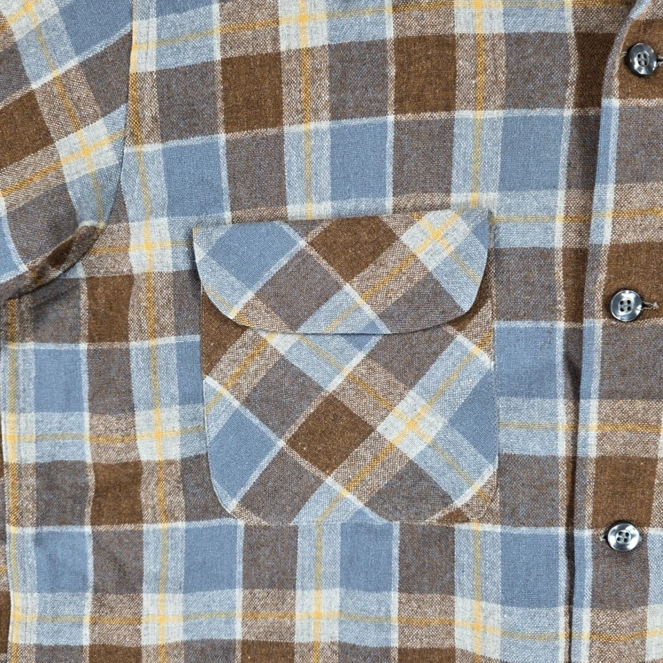 Camisa de Tablero Pendleton Vintage Años 60 Para Hombre A Cuadros Abotonada Talla Grande Bolsillos de Lana Foto 4 de 4