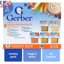 Stage 2 Baby Food Variety Pack 16 Tubs Fruit Cereal Purees Nutritional Support