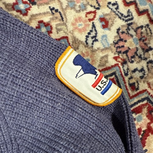 Vintage 70s USPS Knit Zip Up Cardigan Navy Size Medium - Picture 4 of 9