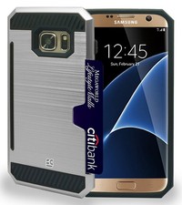 FUNDA RÍGIDA PLATEADA RESISTENTE TPU SOPORTE RANURA PARA TARJETA DE CRÉDITO PARA SAMSUNG GALAXY S7 EDGE