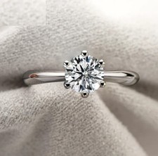 2 Carat Round Cut Cubic Zirconia Solitaire Engagement Ring 925 Silver