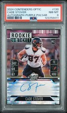 2024 CONTENDERS OPTIC AUTO-PURPLE PULSAR #130 CADE STOVER RC 24/27 PSA 8
