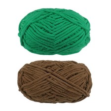 2Skein Chenille Yarn Velvet Blanket Yarn 2x100g/7.1oz Polyester Soft Brown Green
