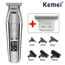 Kemei KM-5027 Hair Clipper Adjustable Speed LED Digital Trimmer 4 Combs Cordless