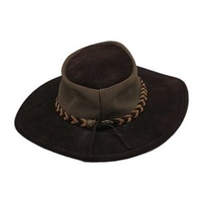 Henschel Brand HH Outback Cowboy Brown Suede Leather Hat Vented - Large- NICE