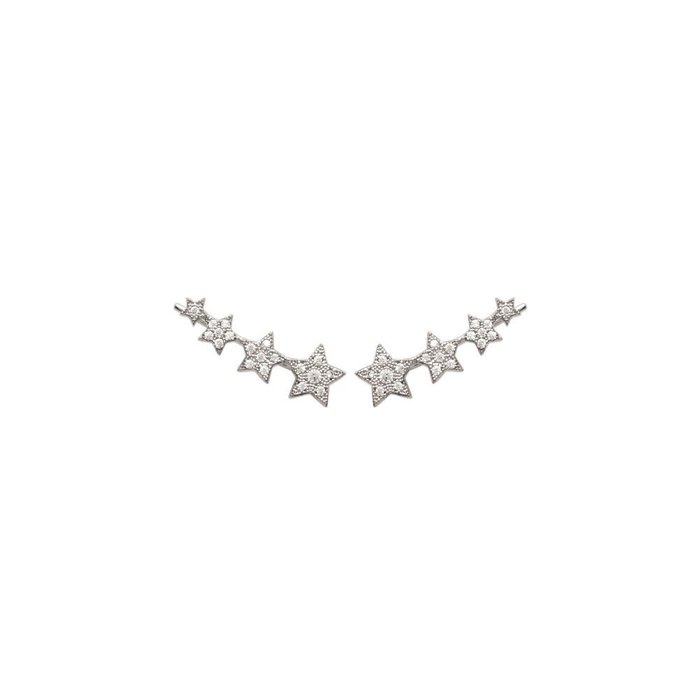 Boucles d'oreilles contours étoiles argent rhodié et zirconium idée cadeau
