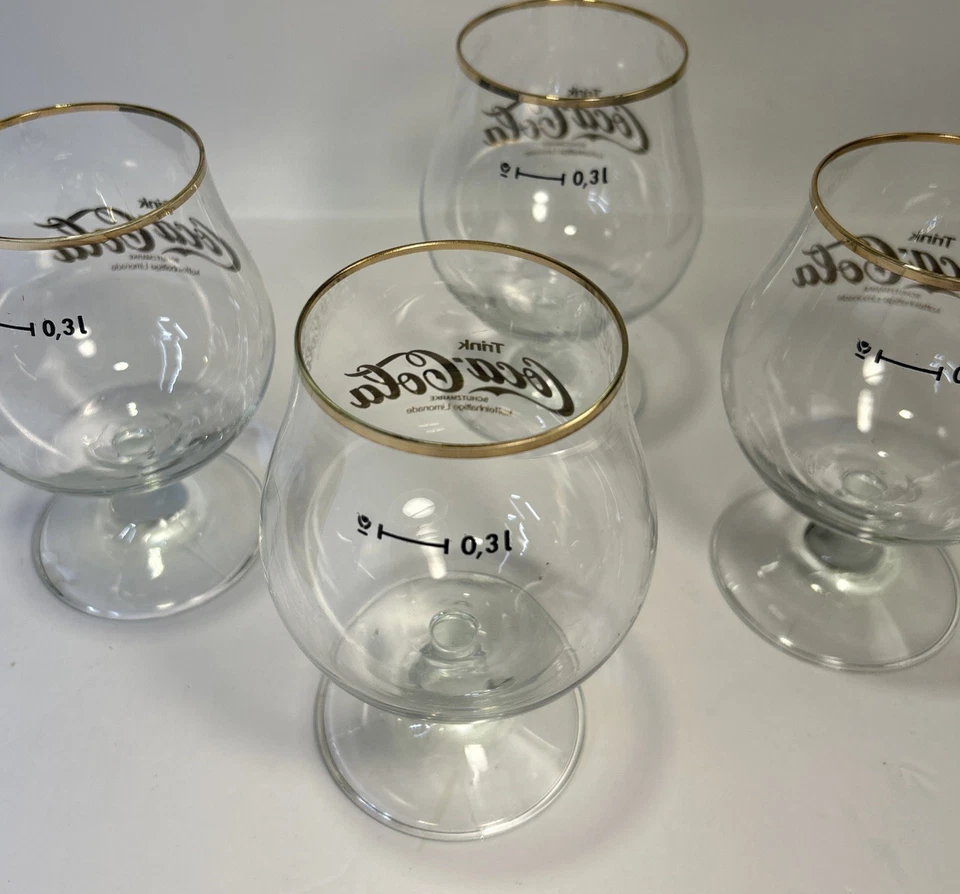 Copos redemoinhos vintage 4 quilates Schutzmarke bebida Coca-Cola alemão transparente/dourado - Imagem 3 de 4