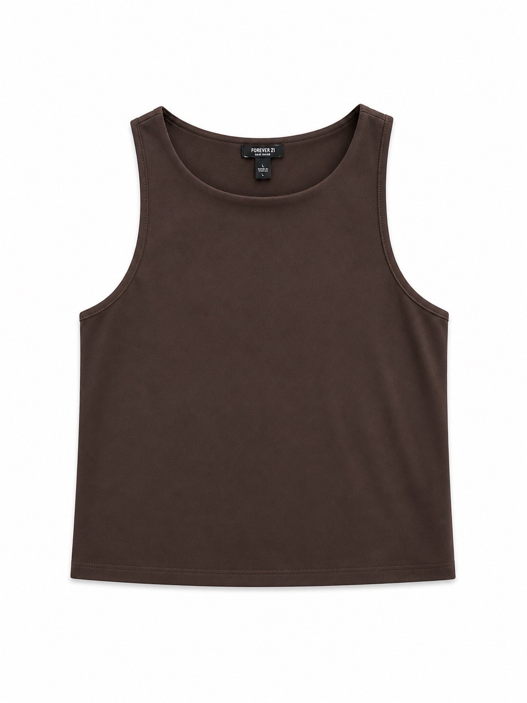 Express Body Contour Brown Tank Top Large Square Neck Stretch Fitted