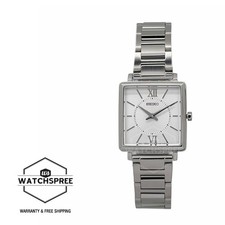 Seiko Ladies' Quartz Rectangular Dial Stainless Steel Band Watch SWR111P1