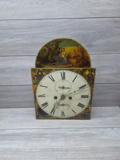 antique painted break arch longcase clock dia & Mechanism For Restoration