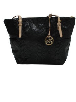 Michael Kors Damen Tasche Schwarz Animal Print 100% Kunstleder Beuteltasche